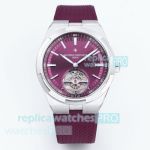 BBS 1:1 Replica Vacheron Constantin Overseas Tourbillon SS Purple Rubber Strap Watch 